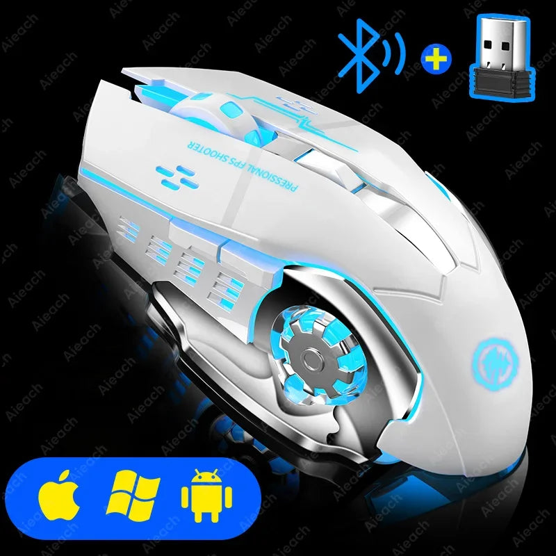 Souris gaming sans fill bluetooh 2.4G rétroéclairage TGB rechargeable