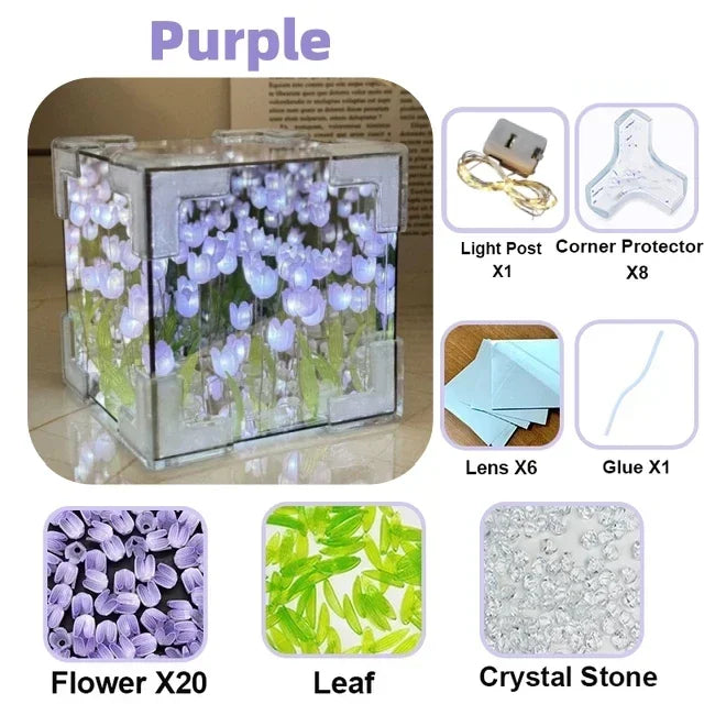 Lampe Tulipe DIY Florale — Veilleuse Décorative Cube Lumineux