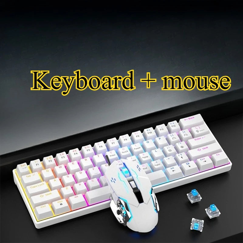 Clavier mécanique gaming compact 60% Switch RGB blanc