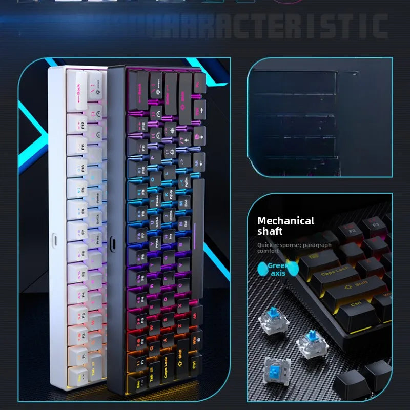 Clavier mécanique gaming compact 60% Switch RGB blanc