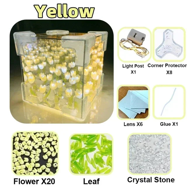 Lampe Tulipe DIY Florale — Veilleuse Décorative Cube Lumineux
