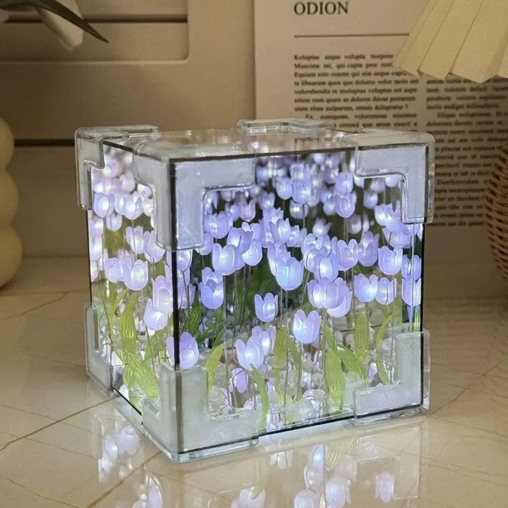 Lampe Tulipe DIY Florale — Veilleuse Décorative Cube Lumineux