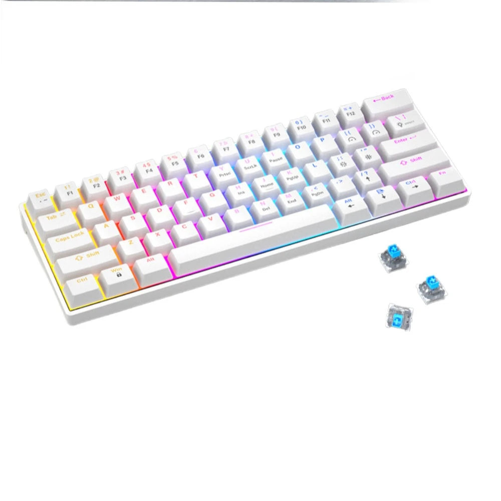 Clavier mécanique gaming compact 60% Switch RGB blanc