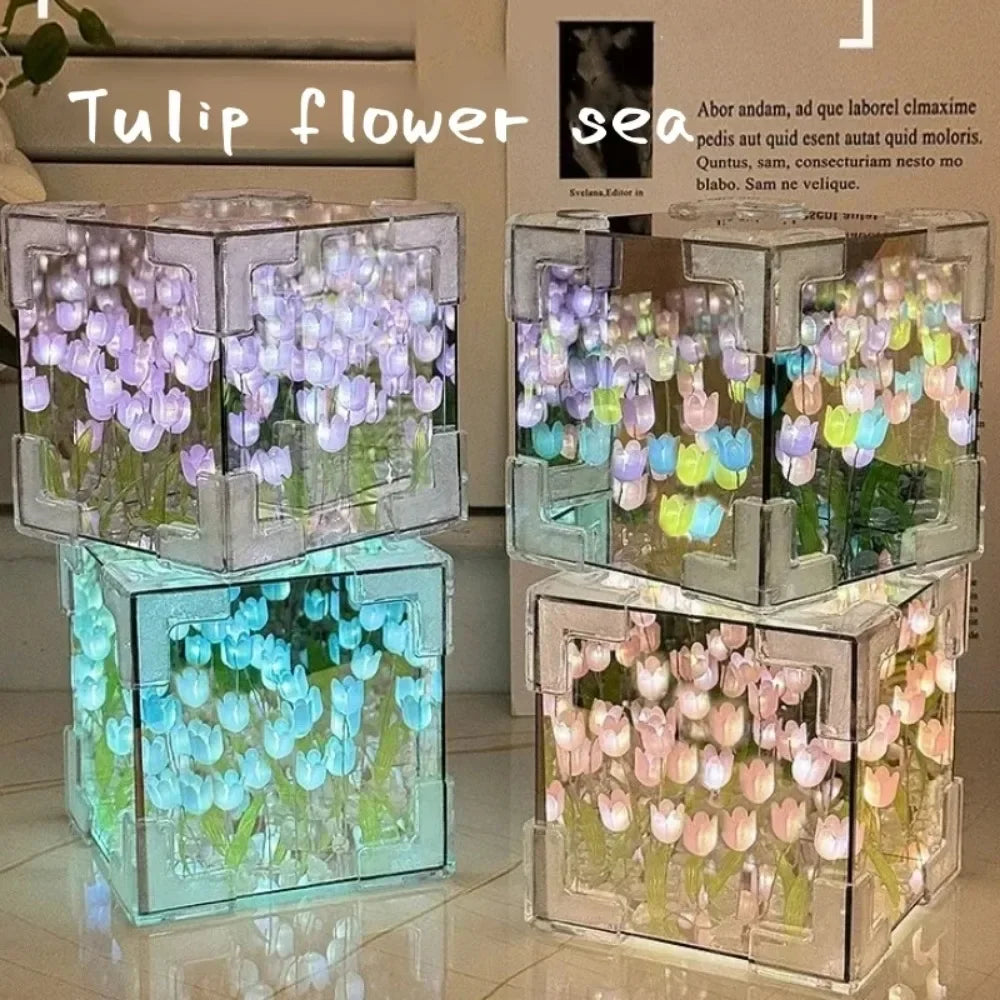 Lampe Tulipe DIY Florale — Veilleuse Décorative Cube Lumineux