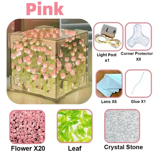 Lampe Tulipe DIY Florale — Veilleuse Décorative Cube Lumineux