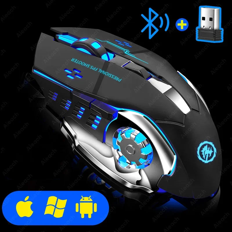 Souris gaming sans fill bluetooh 2.4G rétroéclairage TGB rechargeable