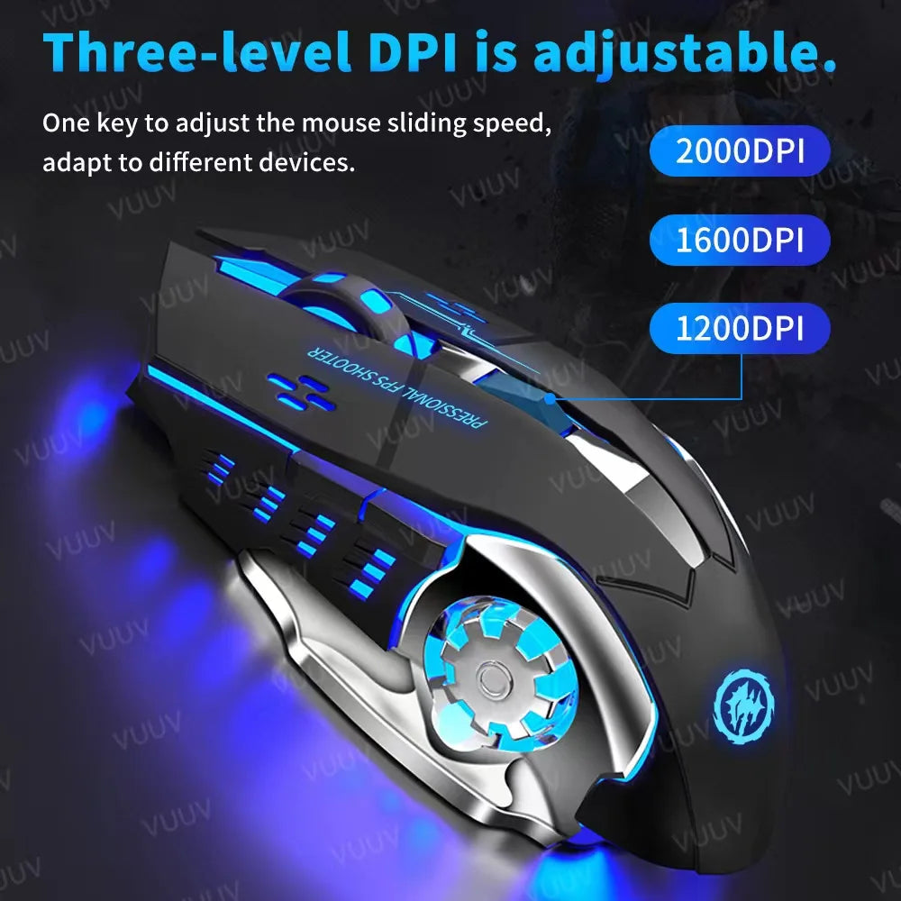 Souris gaming sans fill bluetooh 2.4G rétroéclairage TGB rechargeable