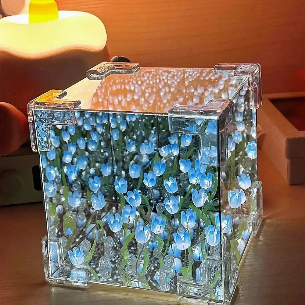 Lampe Tulipe DIY Florale — Veilleuse Décorative Cube Lumineux