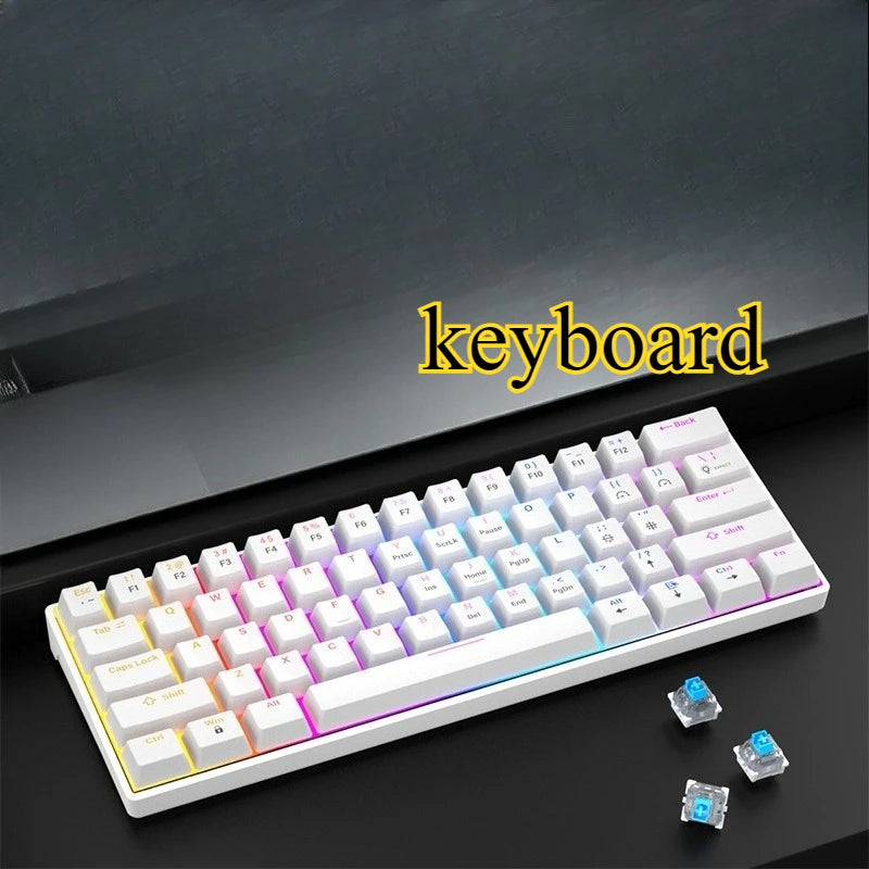 Clavier mécanique gaming compact 60% Switch RGB blanc