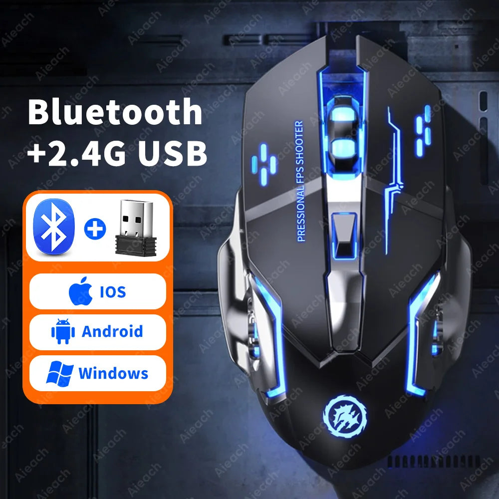 Souris gaming sans fill bluetooh 2.4G rétroéclairage TGB rechargeable