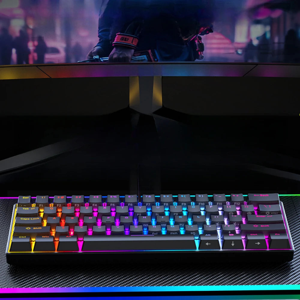 Clavier mécanique gaming compact 60% Switch RGB blanc