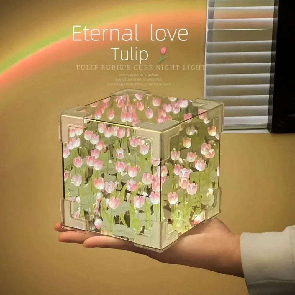 Lampe Tulipe DIY Florale — Veilleuse Décorative Cube Lumineux