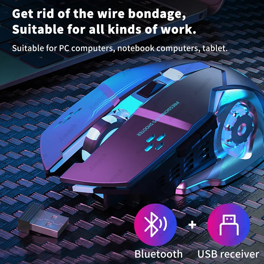 Souris gaming sans fill bluetooh 2.4G rétroéclairage TGB rechargeable