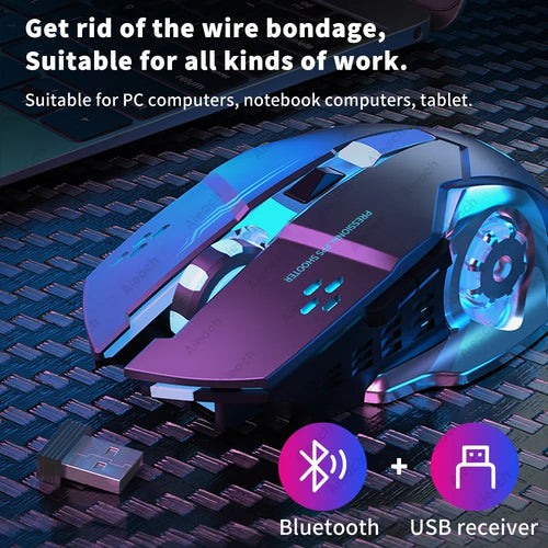 Souris gaming sans fill bluetooh 2.4G rétroéclairage TGB rechargeable